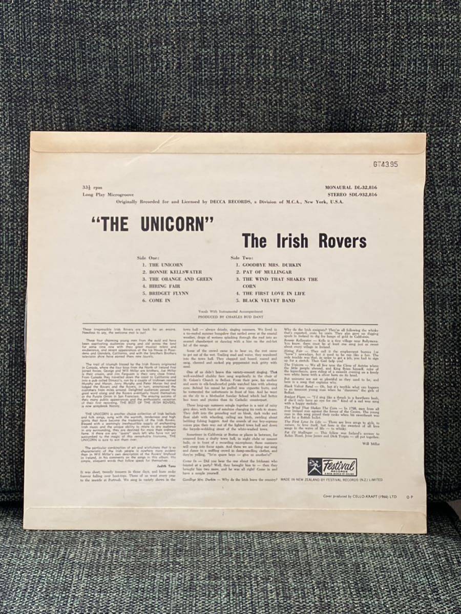 The Irish Rovers 1967 New Zealand Press LP The Unicorn.. Irish Pogues Poe gs