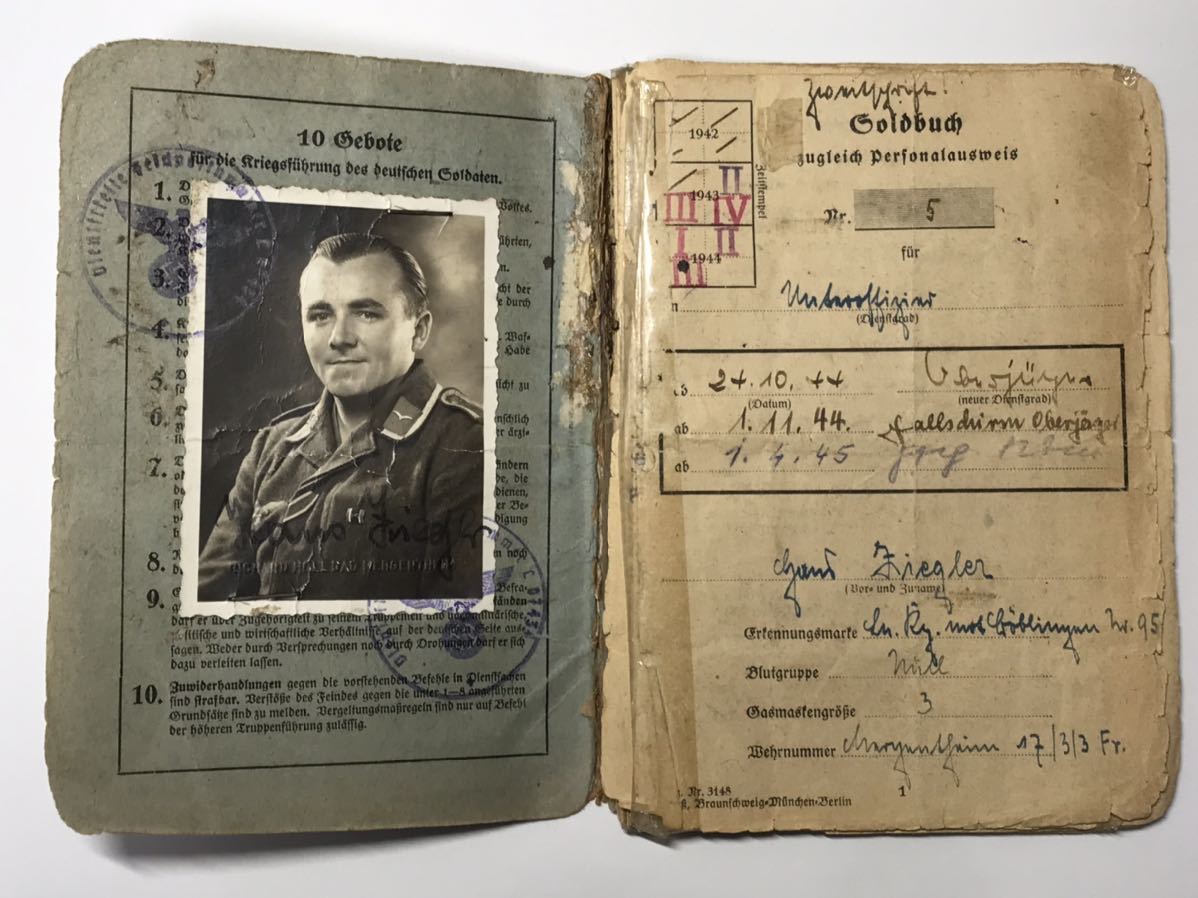 予約販売品】 WW2 ドイツ空軍 降下猟兵 Soldbuch ecousarecycling.com