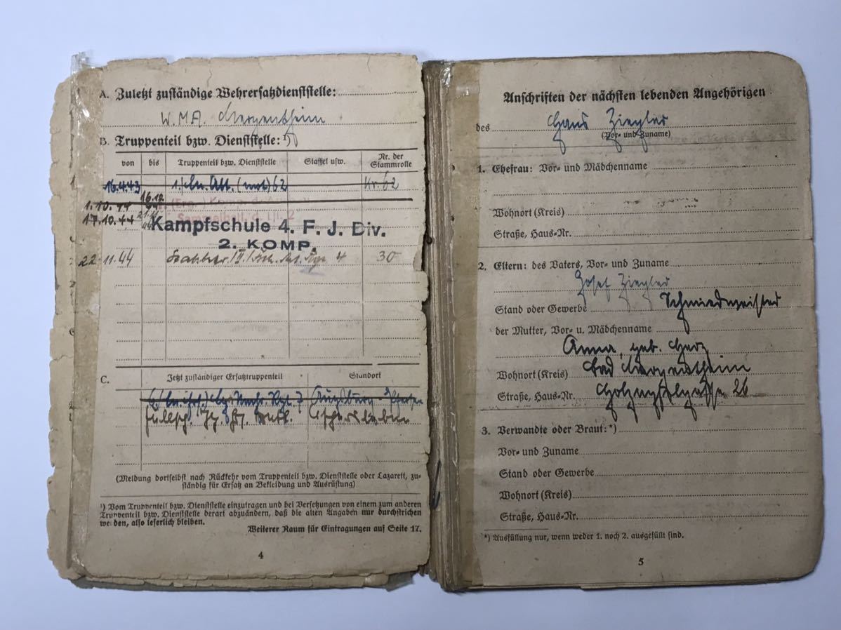 ドイツ空軍 降下猟兵 Soldbuch 身分証明書 | charcas.gob.mx
