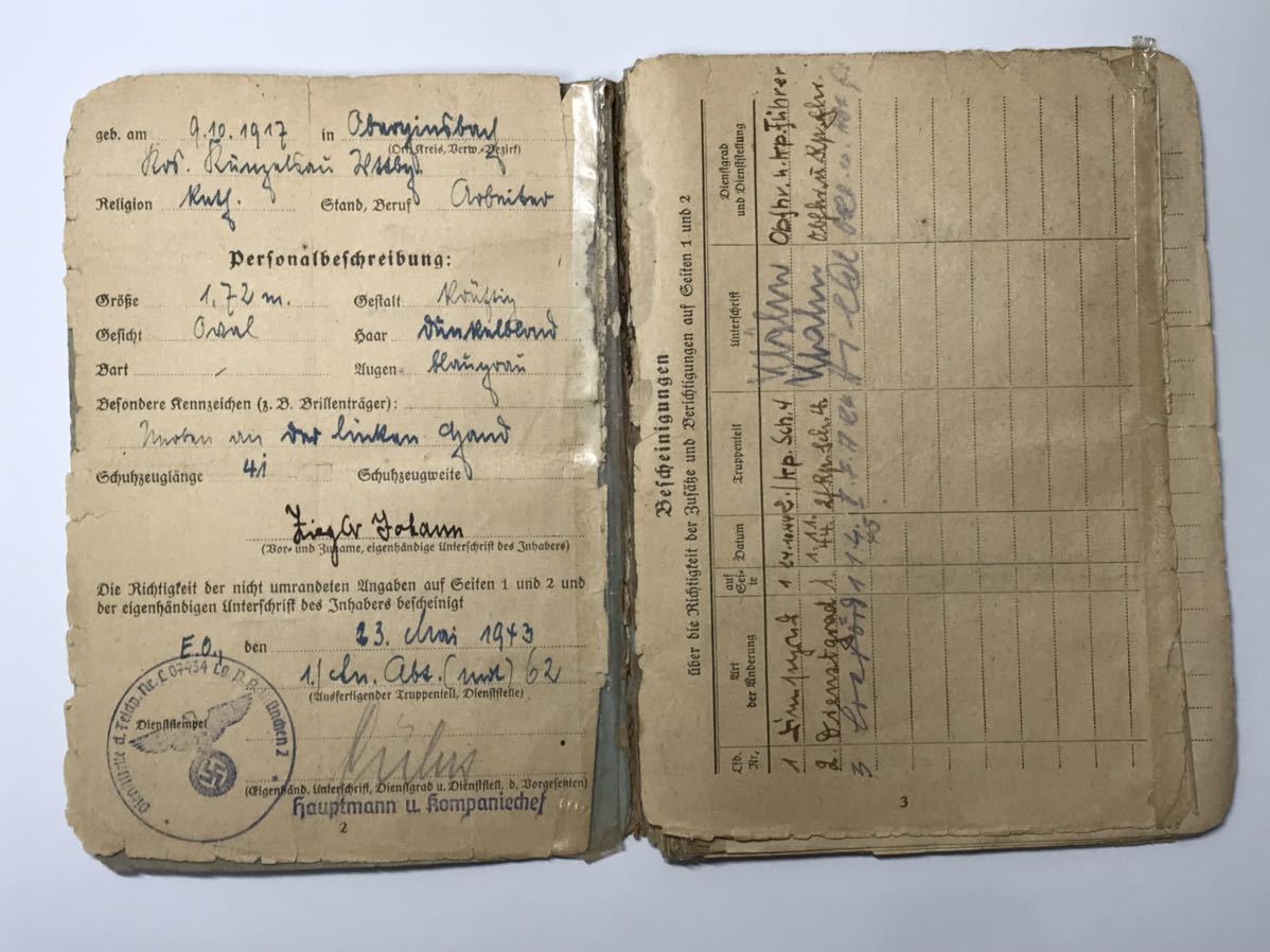 ドイツ空軍 降下猟兵 Soldbuch 身分証明書 | charcas.gob.mx