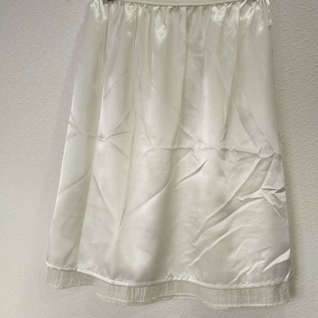 コムサイズム COMME CA ISM　膝丈スカート フレアスカート　ラメ入り　スカート　Lサイズ　ホワイト　日本製