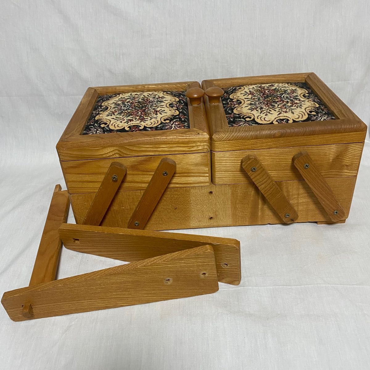 アンティーク 裁縫箱 針箱 ソーイングボックス 木製 - 工芸品