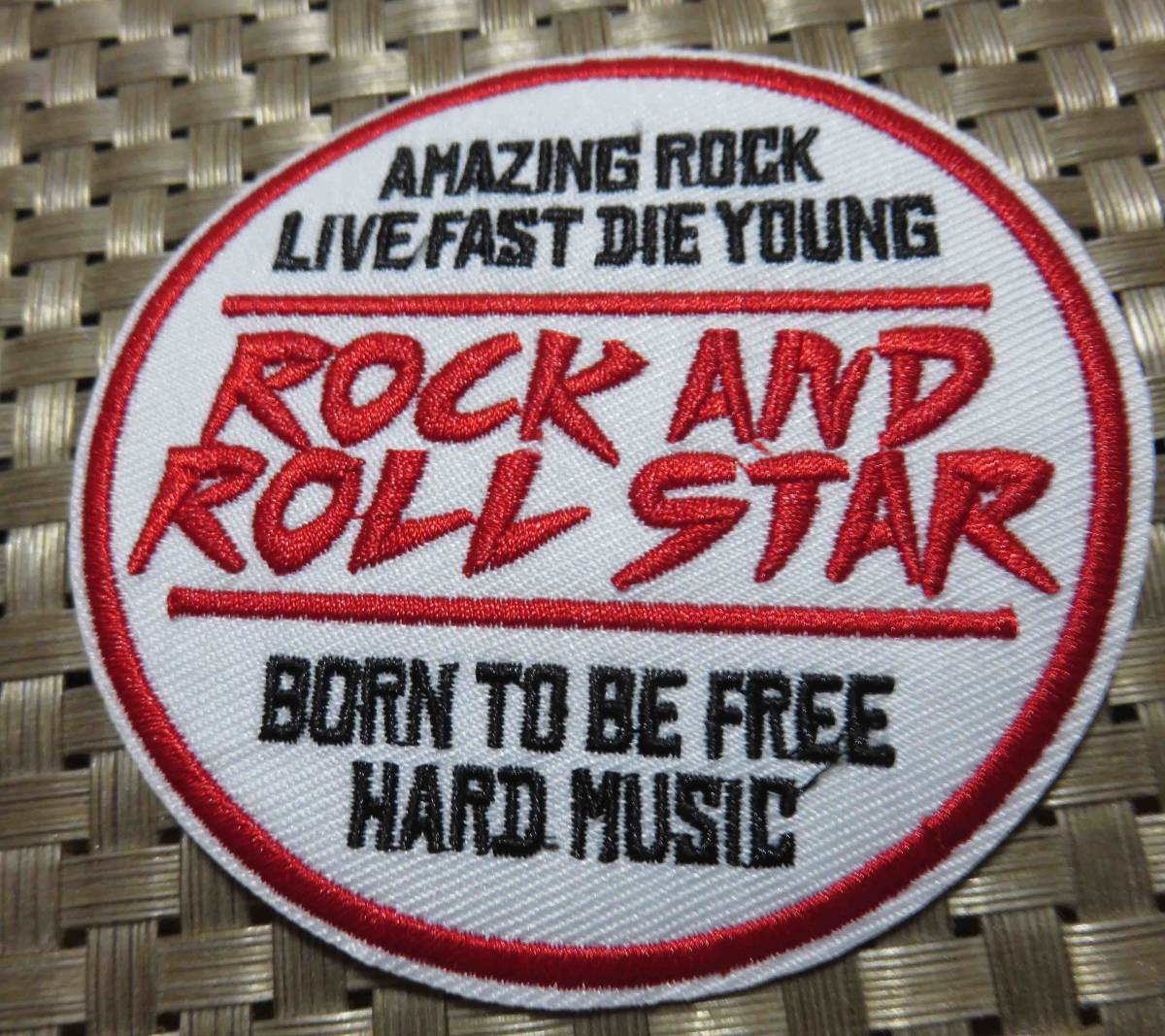 白赤円ROCK AND ROLL STAR AMAZING ROCKワッペン新品_画像4