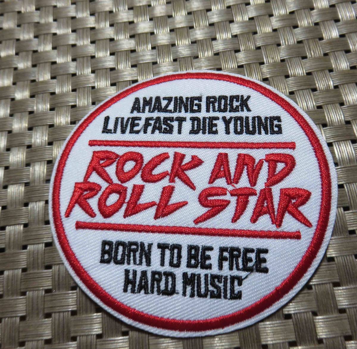 白赤円ROCK AND ROLL STAR AMAZING ROCKワッペン新品_画像2