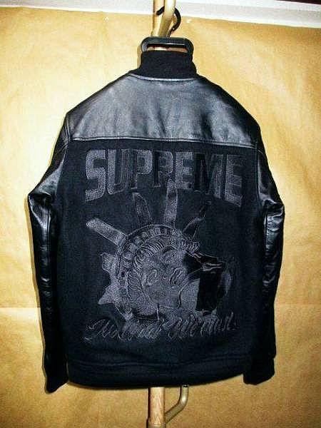 SUPREME 名作 07AW 自由の女神 袖レザー スタジャン 黒XL | www.bauen