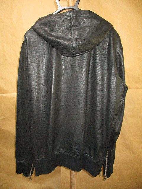 バルマン オム BALMAIN オール レザー ジップアップ パーカー 黒 XL