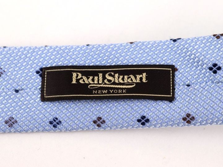 ポールスチュアート シルク 小紋柄 花柄 日本製 ブランド ネクタイ メンズ ブルー Paul Stuart_画像3