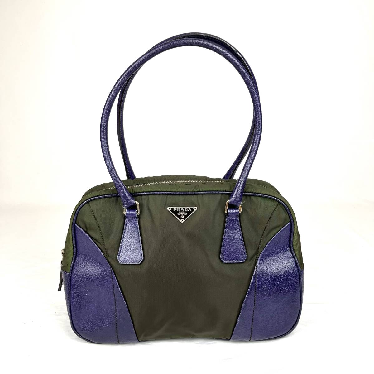 日本最大のブランド 美品 PRADA ロゴプレート レザー ナイロン