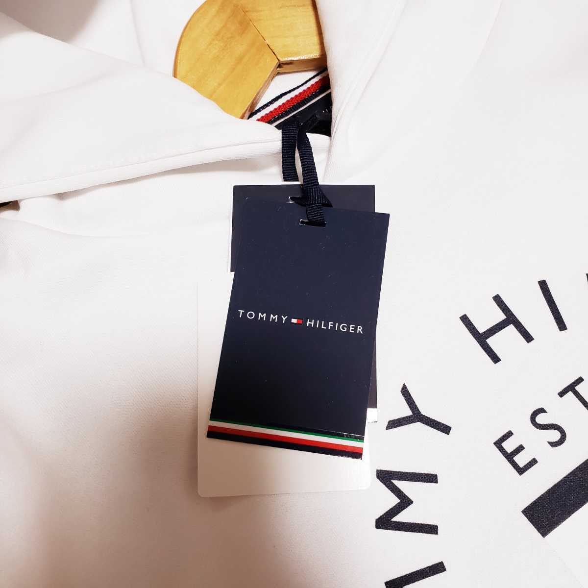 新品】TOMMY HILFIGER Lサイズ ロゴ パーカー ホワイト 白 裏 新品】TOMMY HILFIGER Lサイズ ロゴ パーカー ホワイト 白 裏