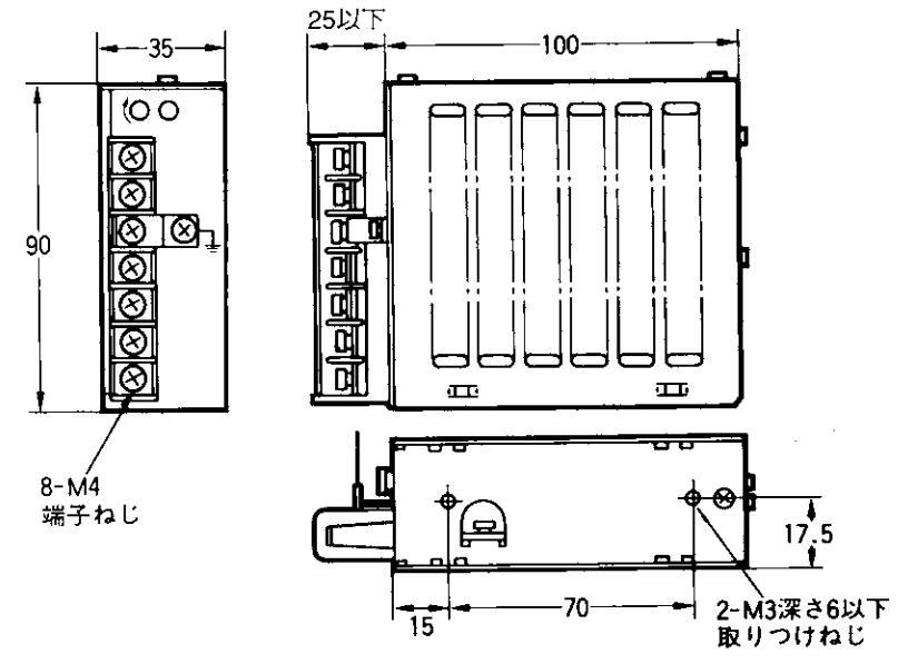 スイッチング電源：S82H－3124（出力：DC24V（0.6A）／入力：AC100－240V／容量15W／正面取付金具付／オムロン）_寸法図