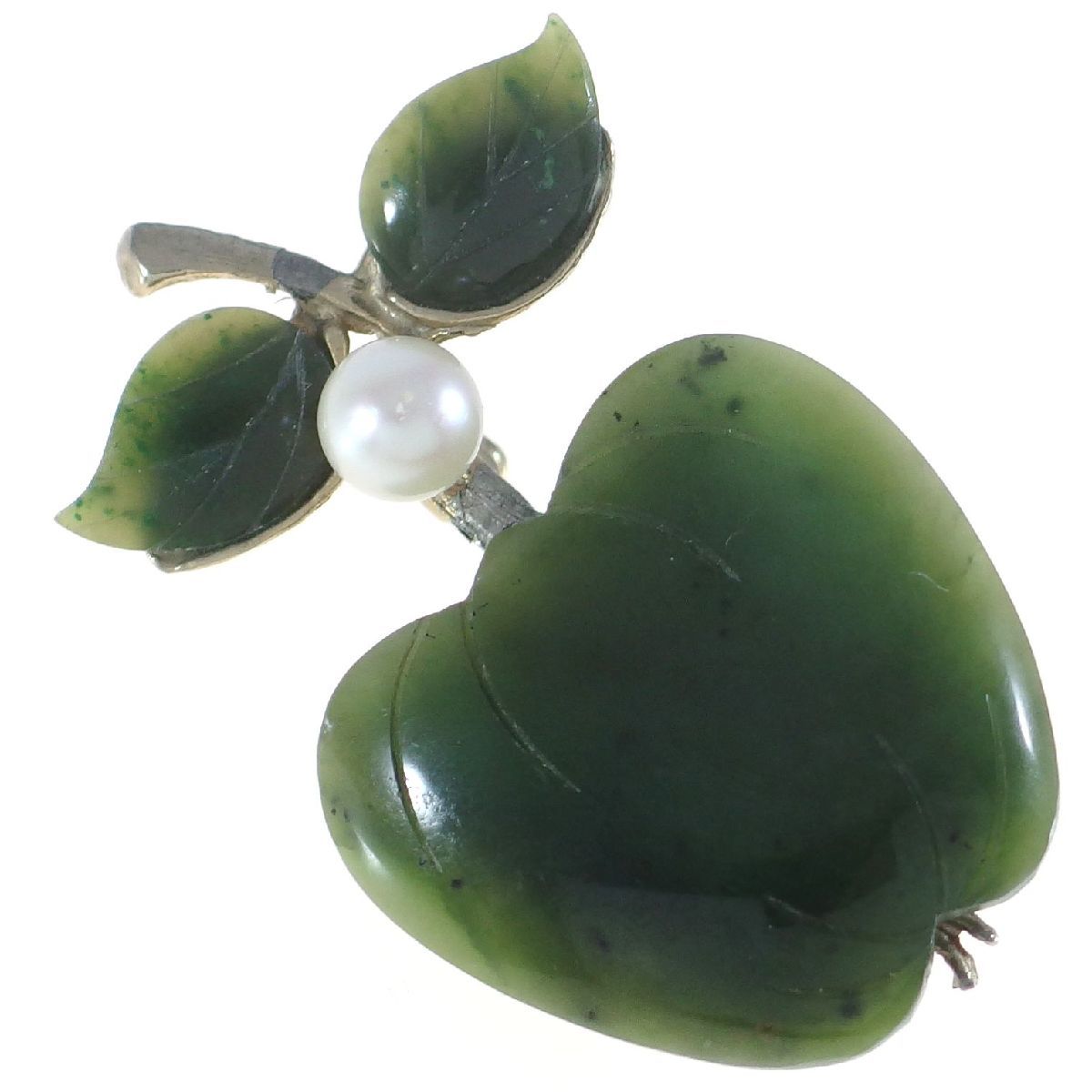 A8399 ◆ [Swoboda] ◆ Вызов Apple Motif * Жемчужное украшение натуральное камень Swaboda ◆ Винтажная брошь ◆
