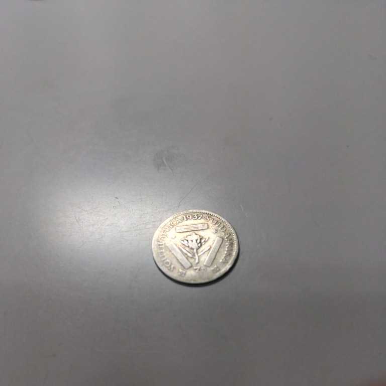 南アフリカ 銀貨 1937年 3ペンス 硬貨 コイン 英領 ジョージ6世 _画像2