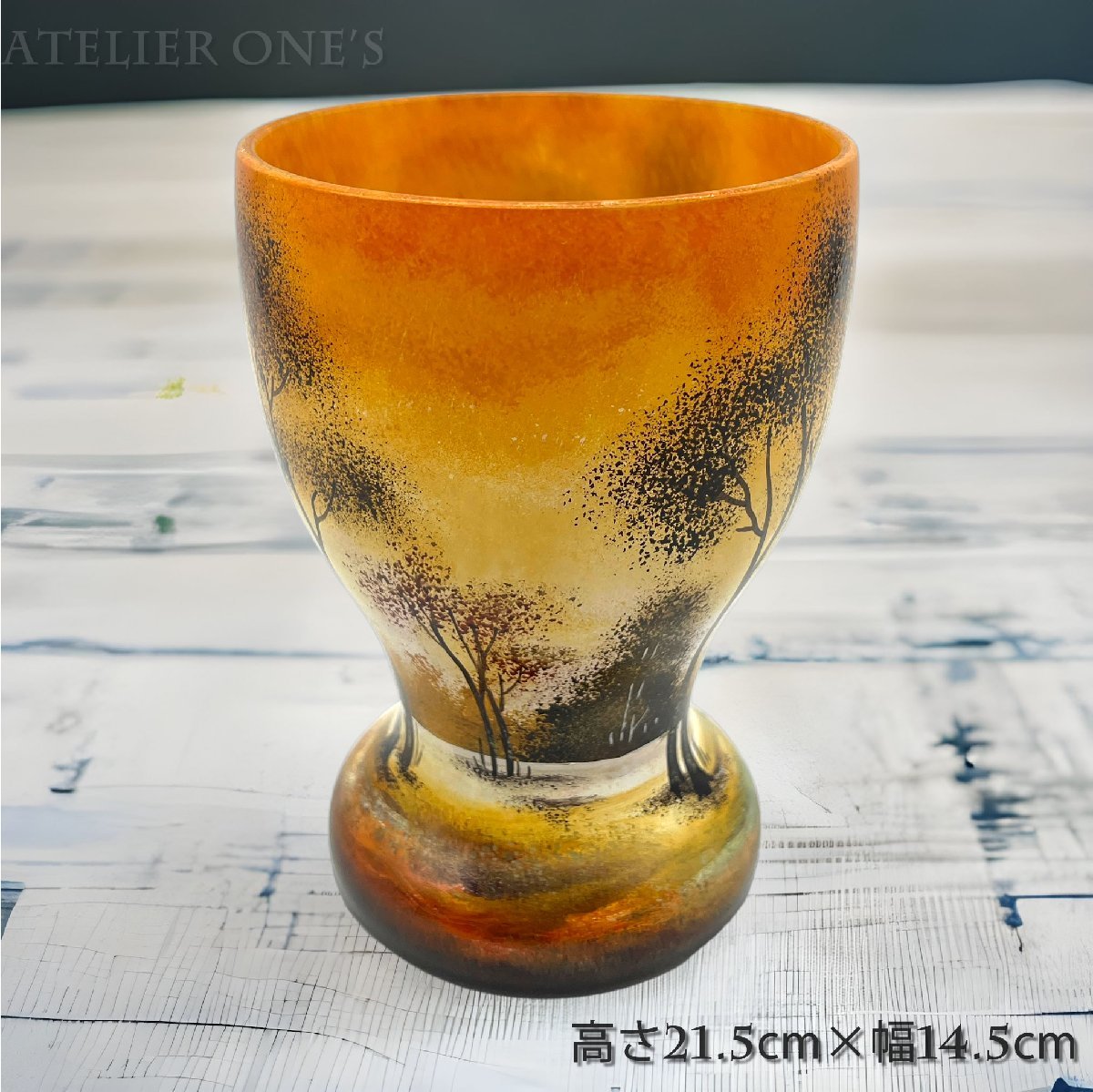 無料長期保証 ドーム ナンシー 花瓶 高21.5cm 幅14.5cm エナメル彩