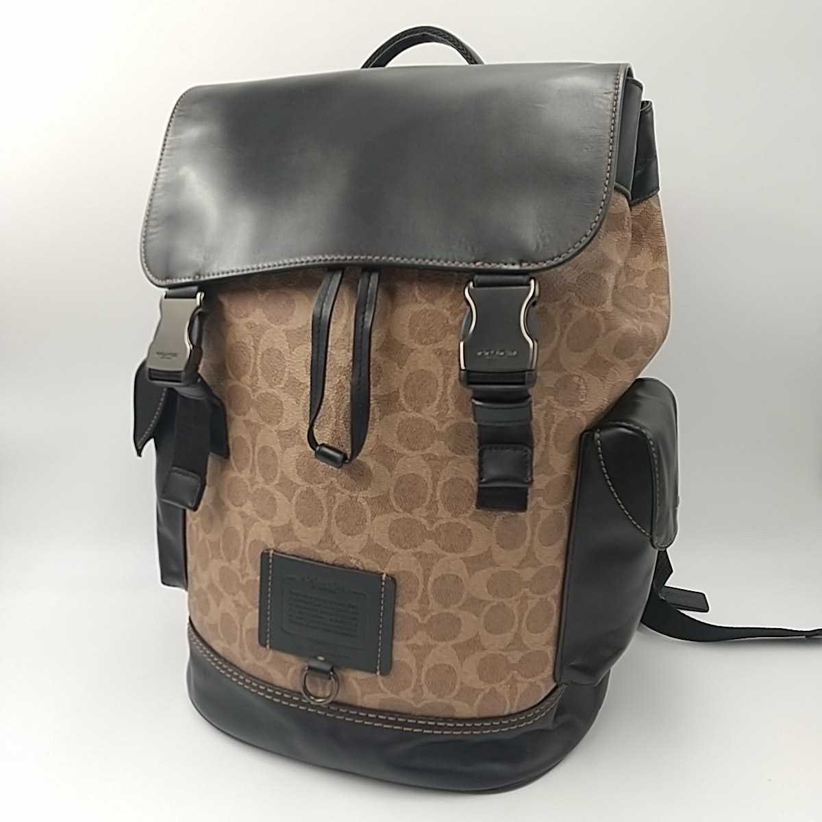 ヤフオク! - 美品 COACH コーチ リュック ベージュ 大容量 シグ...