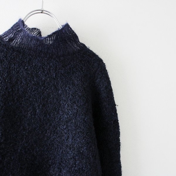 mina perhonen mina perhonen Andes alpaca loop ya-n high‐necked knitted pull over 36/ navy tops [2400013199223]