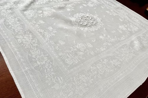 フランス製 アンティーク イニシャル刺繍入り リネン テーブルナプキン セット /アンティークファブリック クロス リネン