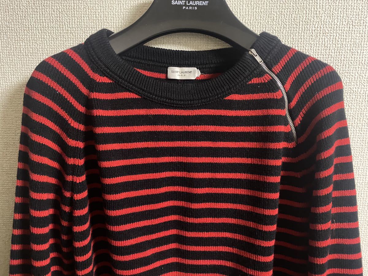 saint laurent paris 15AW 赤黒ボーダーニット サンローランパリ saint laurent paris 15AW 赤黒ボーダーニット サンローランパリ