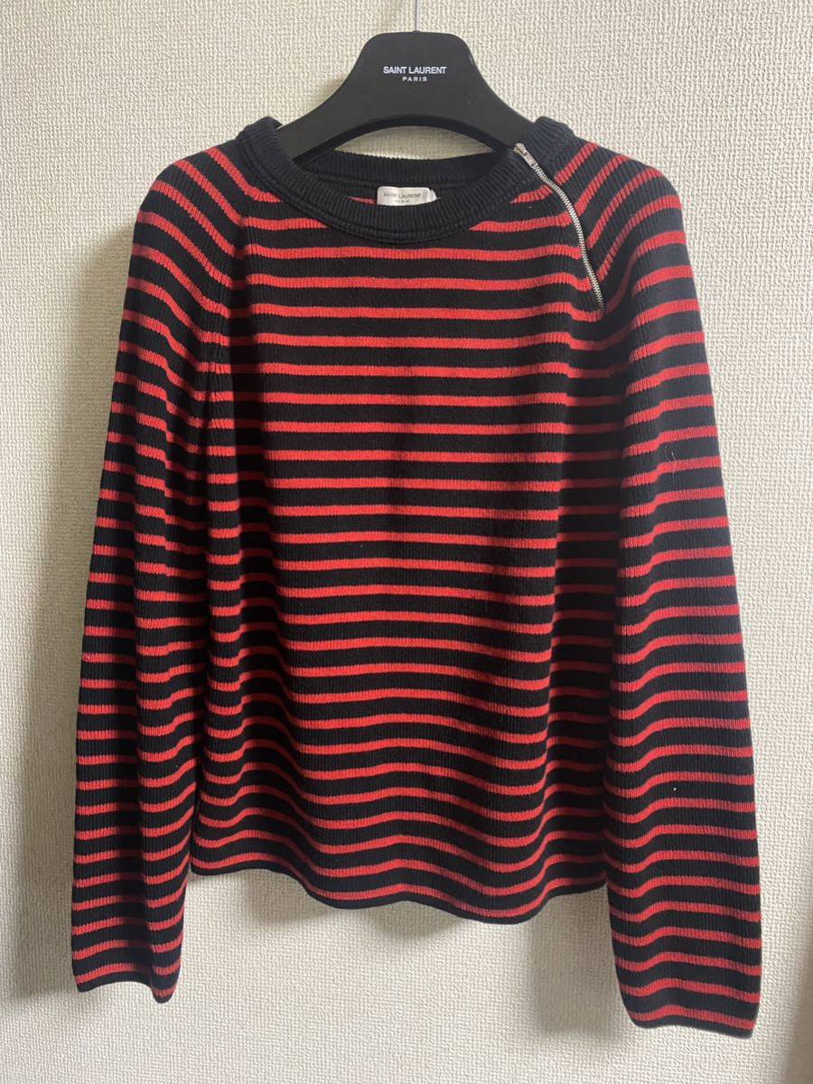 saint laurent paris 15AW 赤黒ボーダーニット サンローランパリ saint laurent paris 15AW 赤黒ボーダーニット サンローランパリ