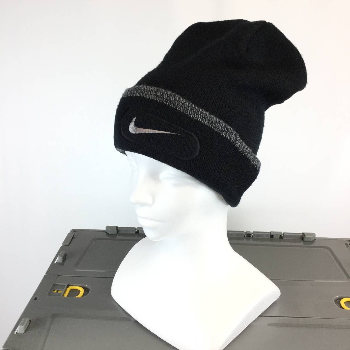 90s NIKE ナイキ ニットキャップ ブラック 台湾製 刺繍ロゴ|PayPayフリマ