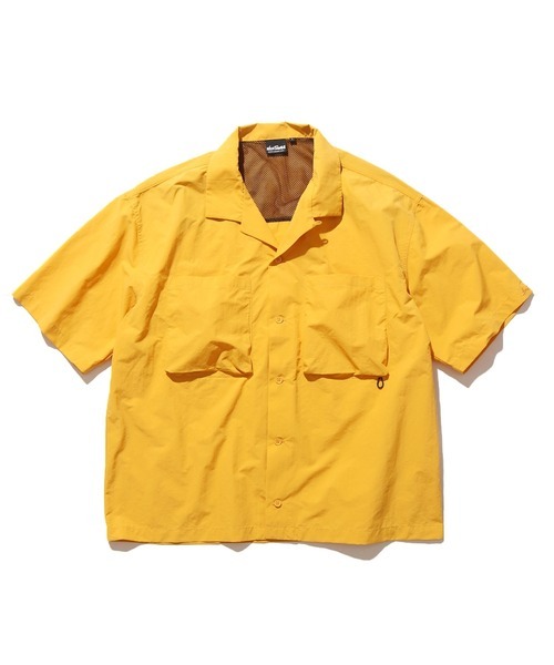  unused WILDTHINGS Wild Things short sleeves A/C shirt Gold M size S/S CAMP SHIRTS nylon shirt box Silhouette 