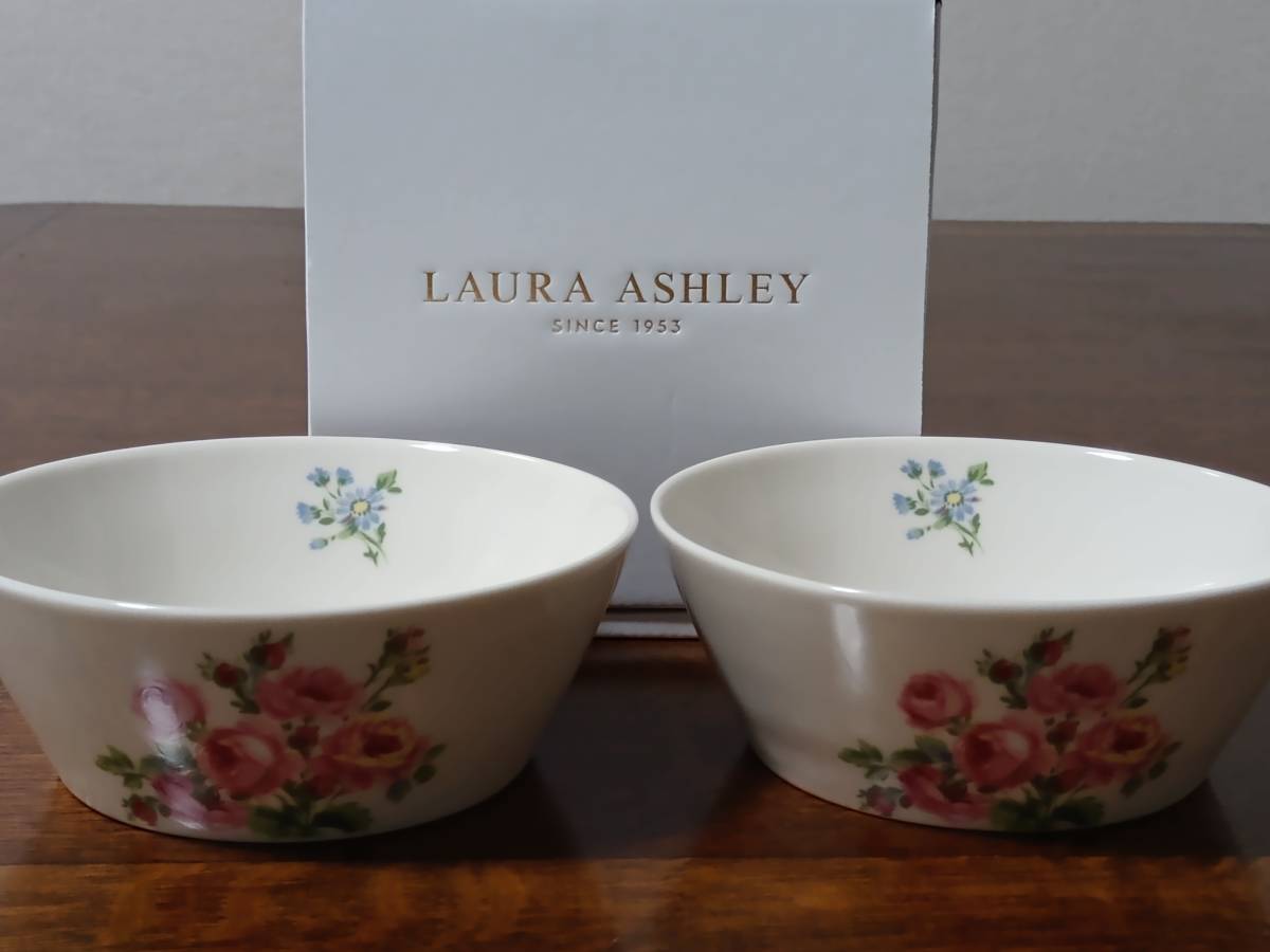 LAURA ASHLEY ローラアシュレイ ペアボウルセット（ LA40-79）2個入り×2箱 計4個  箱付き 新品,未使用品の画像1