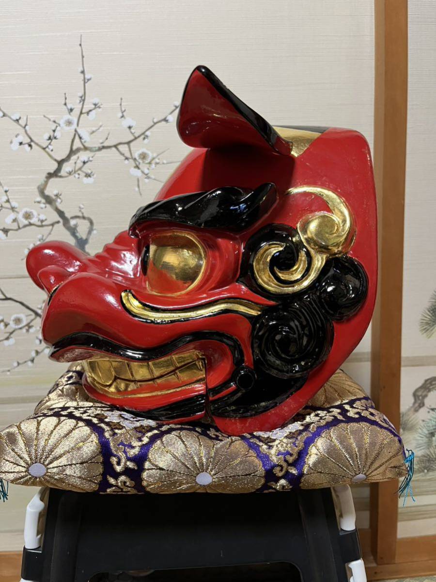 好評 蔵出し 時代物 明治期頃 獅子頭 伝統美術工芸 木彫 魔除け