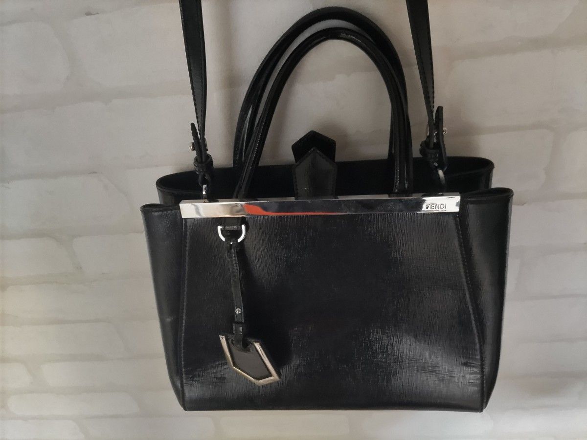 2WAYバッグ FENDI プチトゥージュール 8BH253 クロコ 黒 レディース