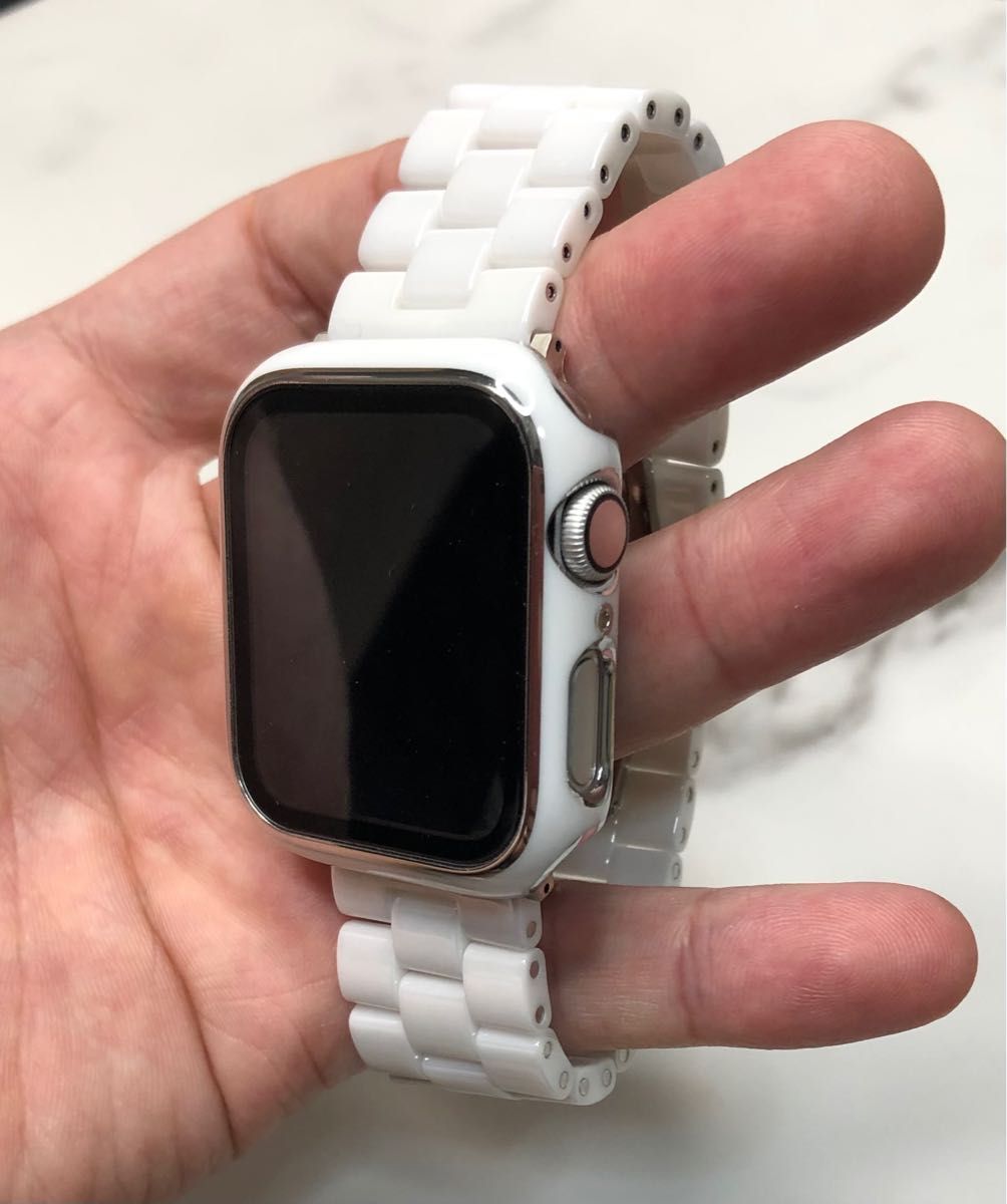 Sホワイトb★アップルウォッチバンド セラミックベルト Apple Watch