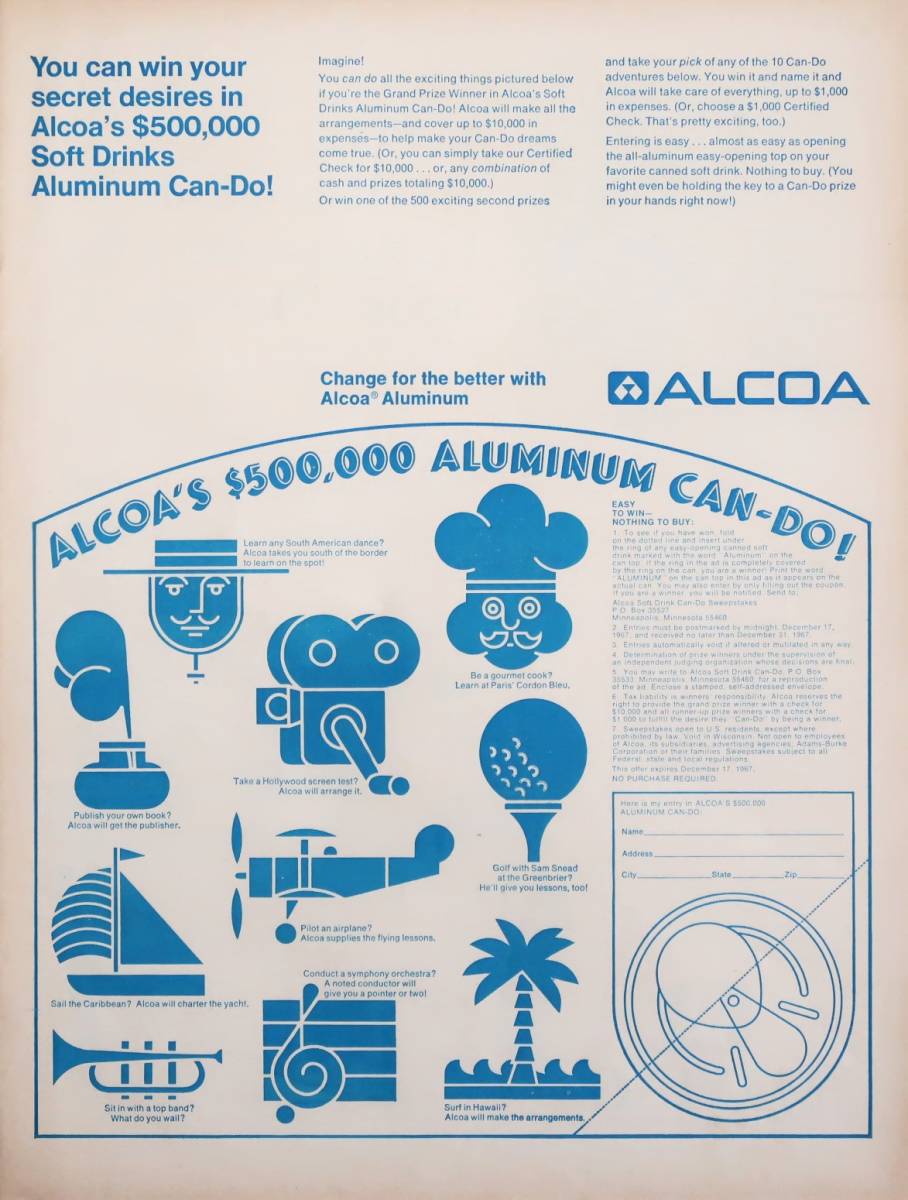 ALCOA アルコア 広告 1960年代 アルミ アルムニウム 欧米 雑誌広告 ビンテージ ポスター風 インテリア 額装用 LIFE アメリカ USA_画像1