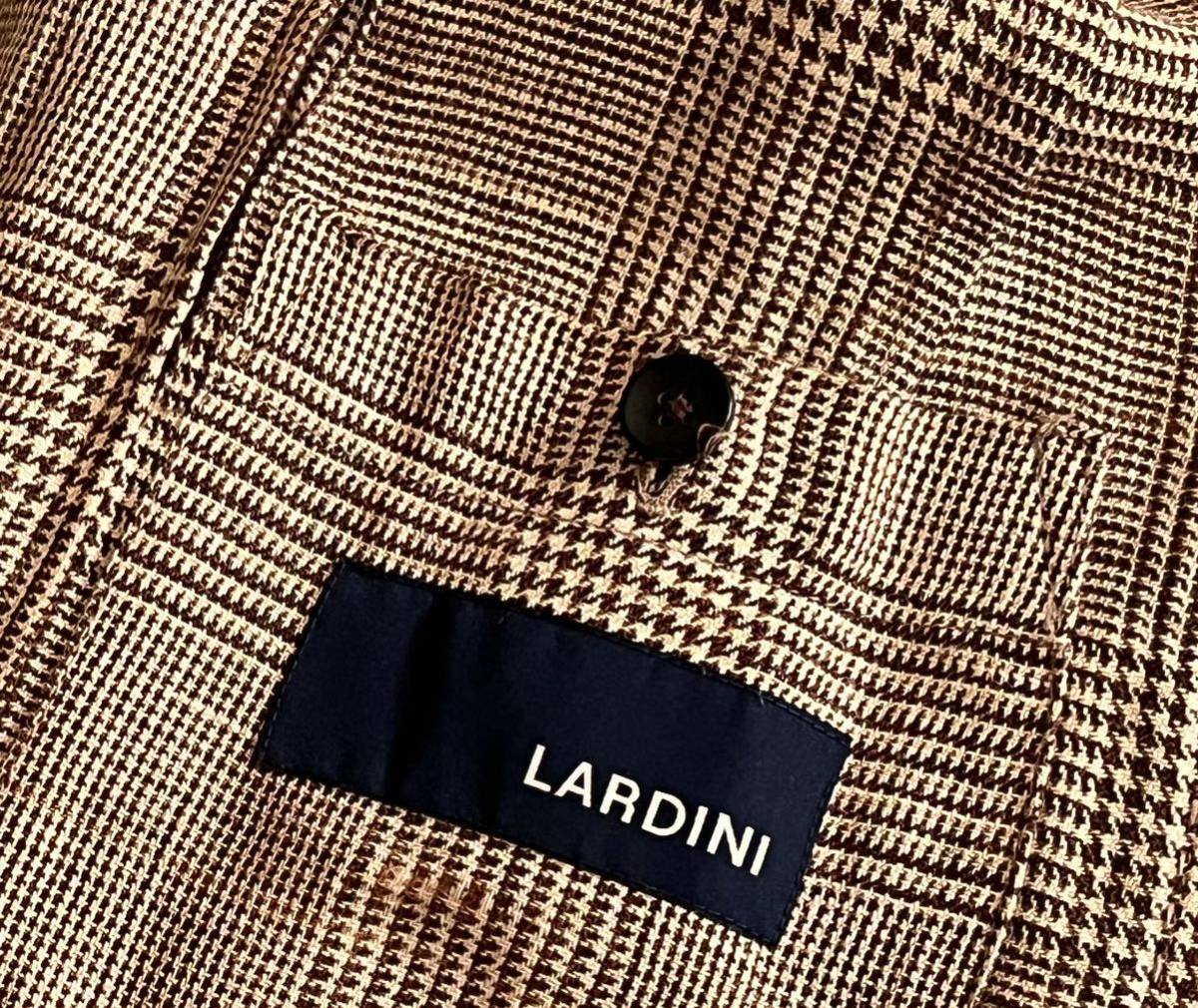 LARDINI 近年モデル ラルディーニ サイズ 42 テーラードジャケット ブラウンベージュ系 シルク リネン XS〜S イタリア製_画像5