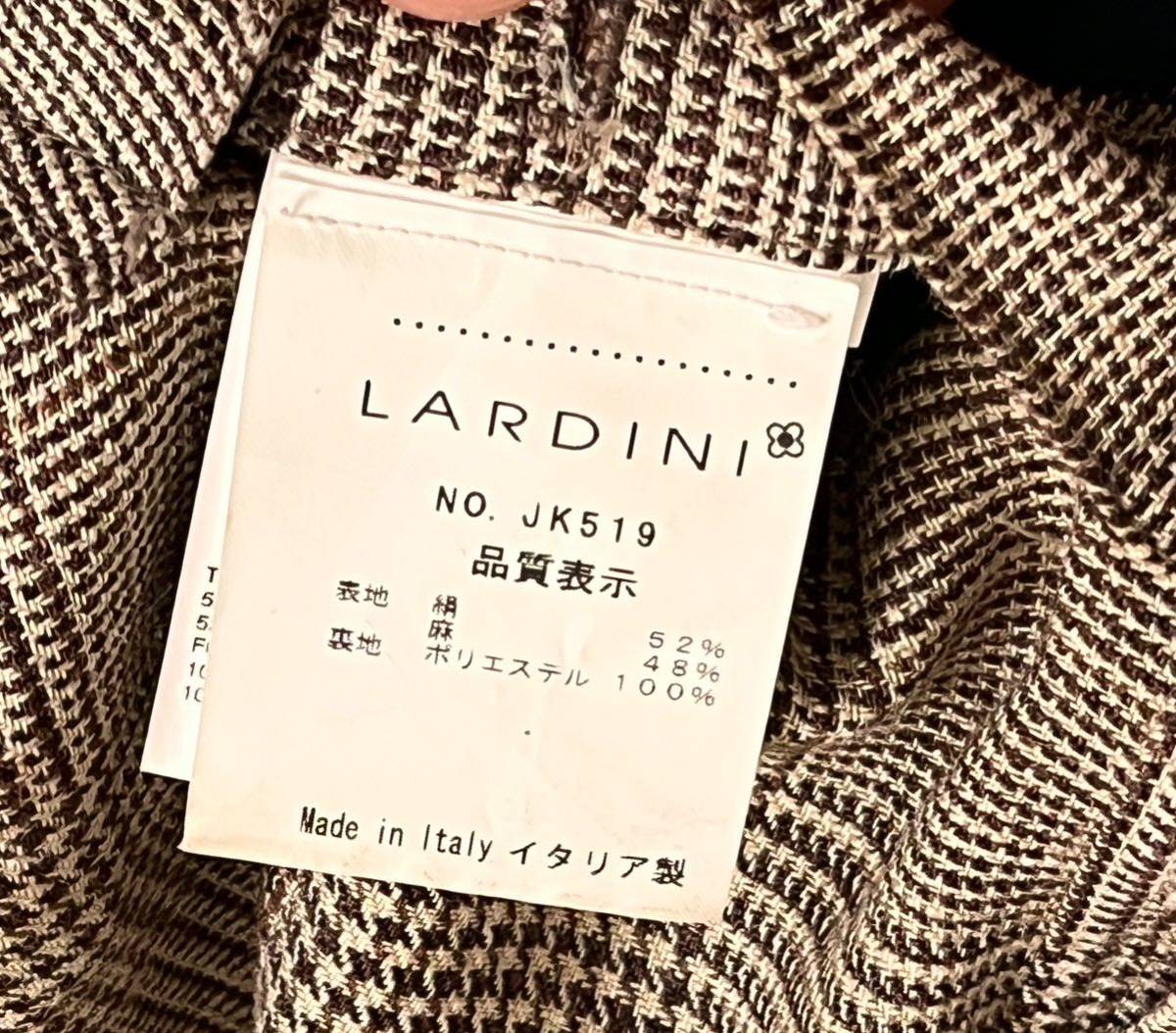 LARDINI 近年モデル ラルディーニ サイズ 42 テーラードジャケット ブラウンベージュ系 シルク リネン XS〜S イタリア製_画像6