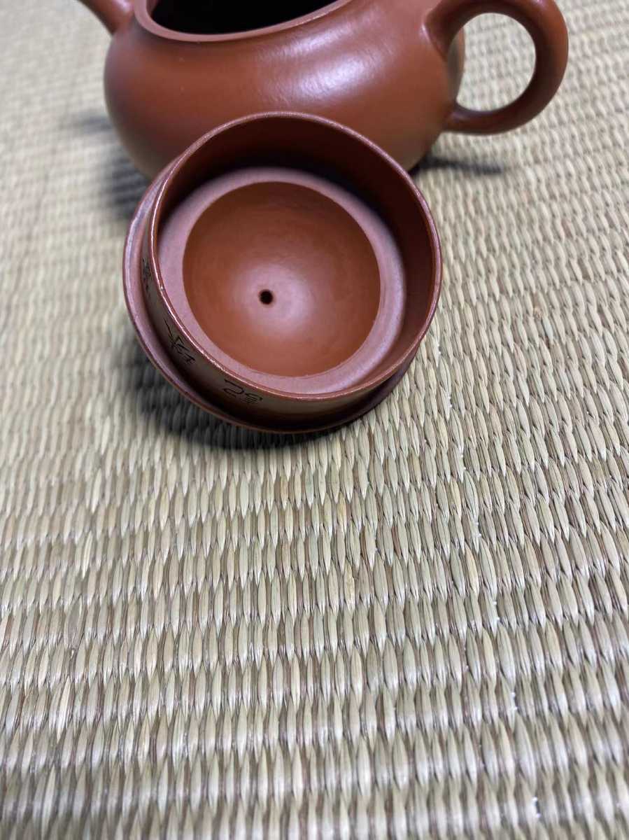 在庫処分セール 陶磁器 清時代 旧家蔵出 朱泥 茶 時代物 中国唐物 急須 紫泥 水平 施釉陶