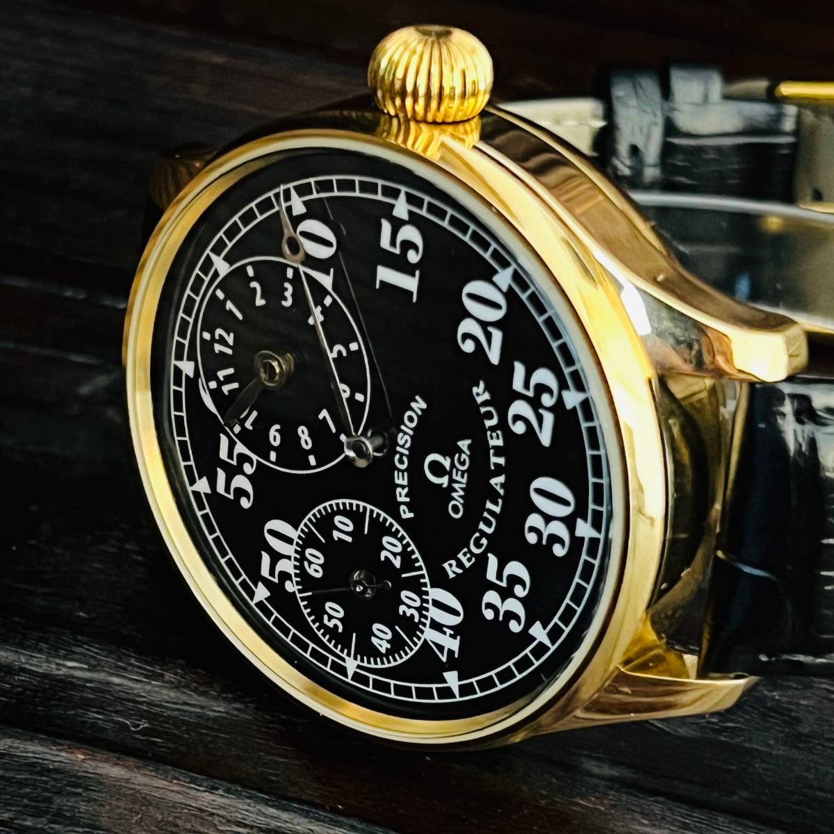 ☆オメガ OMEGA レギュレーター 動作良好 1921年 黒文字盤 15石