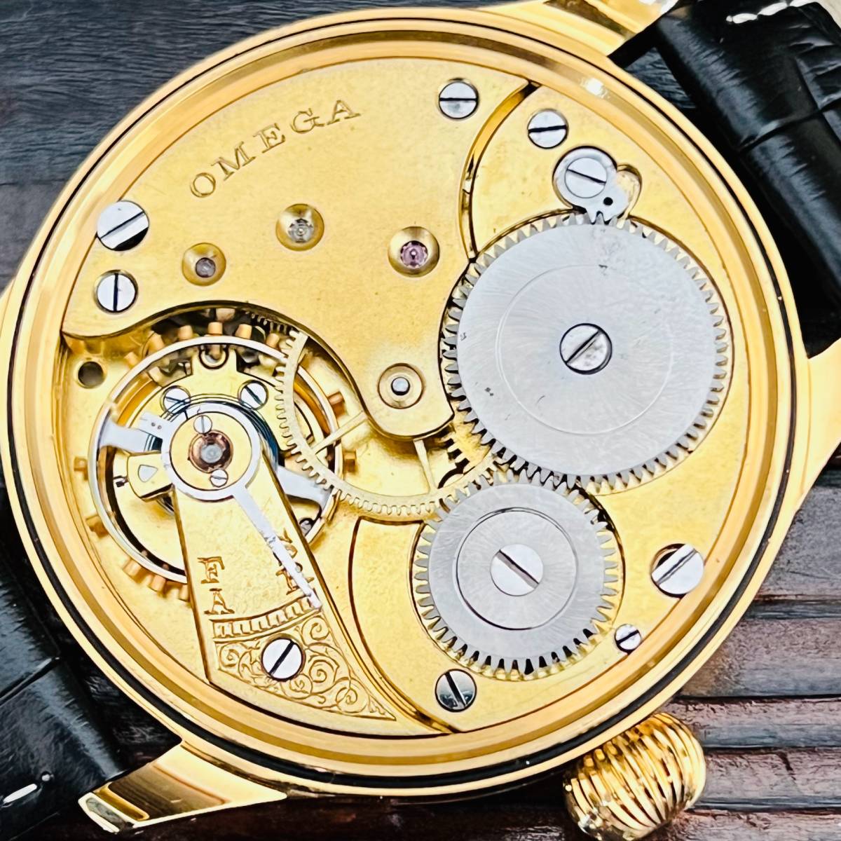 ★オメガ OMEGA レギュレーター 動作良好 1921年 黒文字盤 15石 スケルトン 53mm 裏スケ アンティーク腕時計 手巻き メンズ  ビンテージ