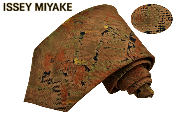 N-2653* free shipping *im MIYAKE DESIGN STUDIO I.M mi scorch design Studio ISSEI MIYAKE* made in Japan khaki silk necktie 