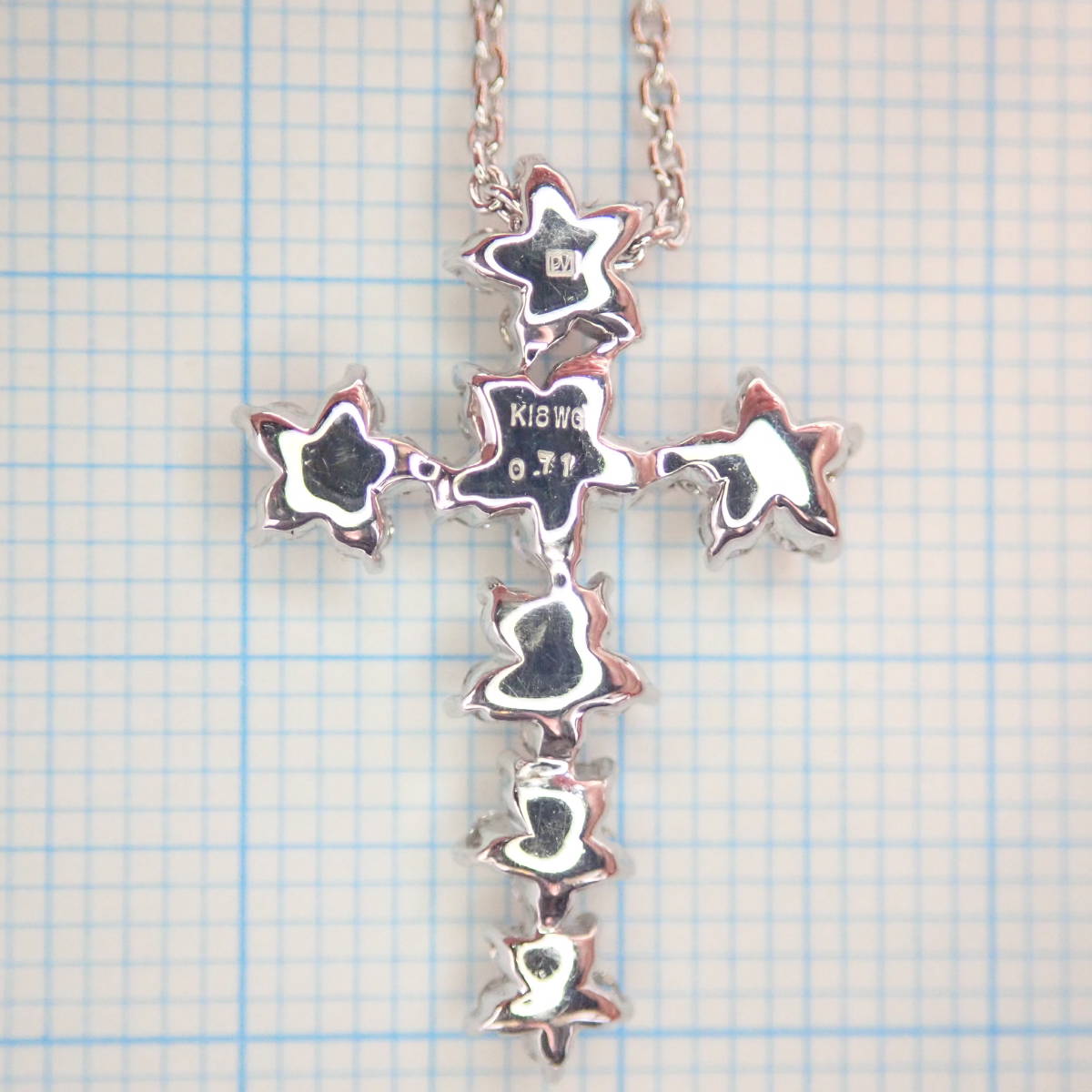 □K18WGダイヤモンドクロスペンダントネックレス 0.71ct 40cm 5.6g