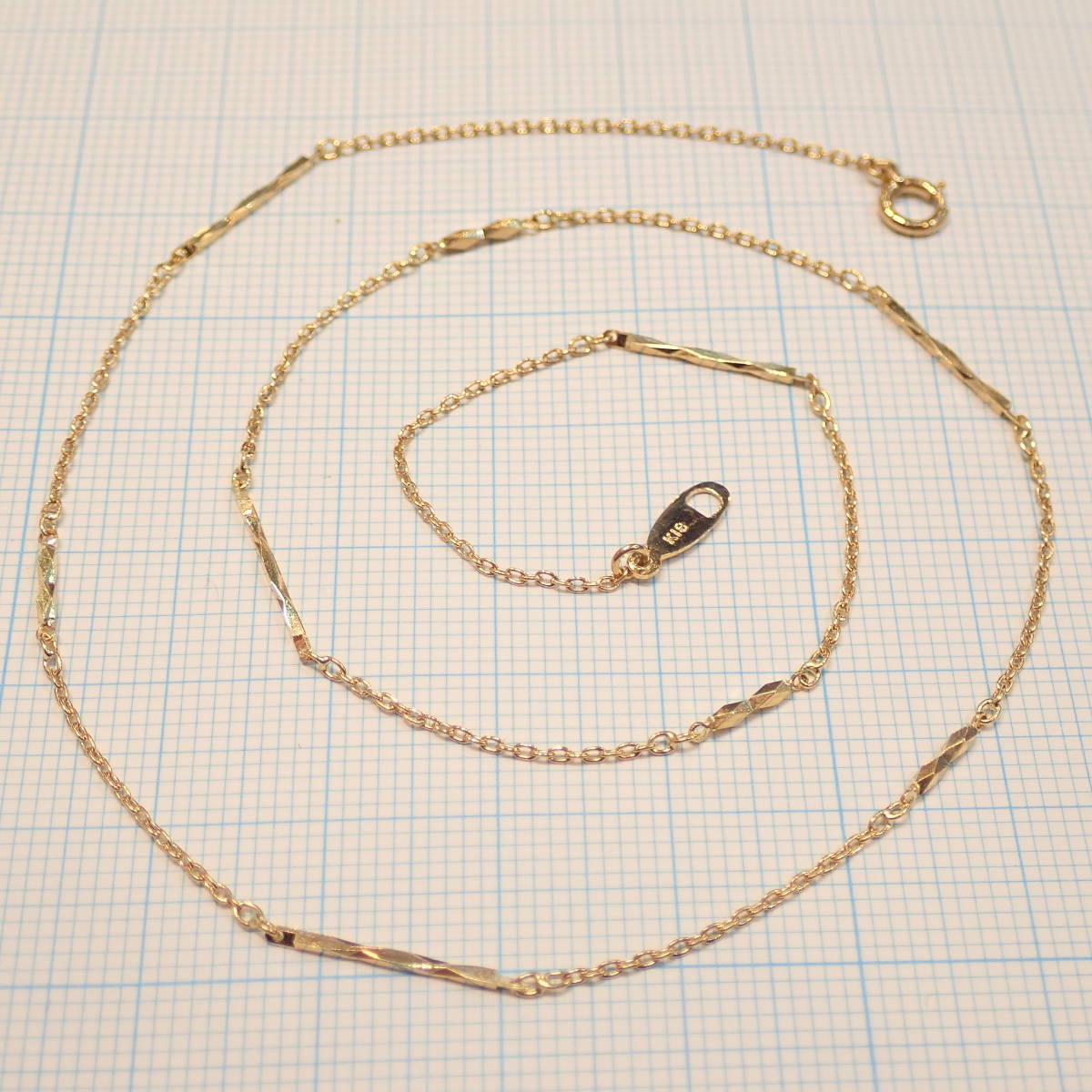 □K18切子チェーンネックレス 2.2g 40cm□キリコ□昭和レトロ□キリコ