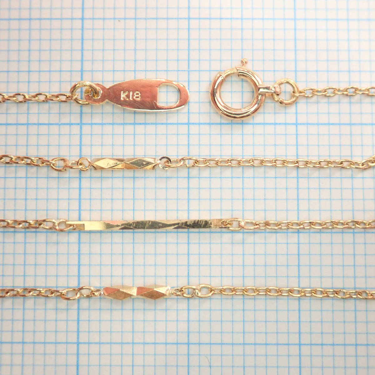 □K18切子チェーンネックレス 2.2g 40cm□キリコ□昭和レトロ□キリコ