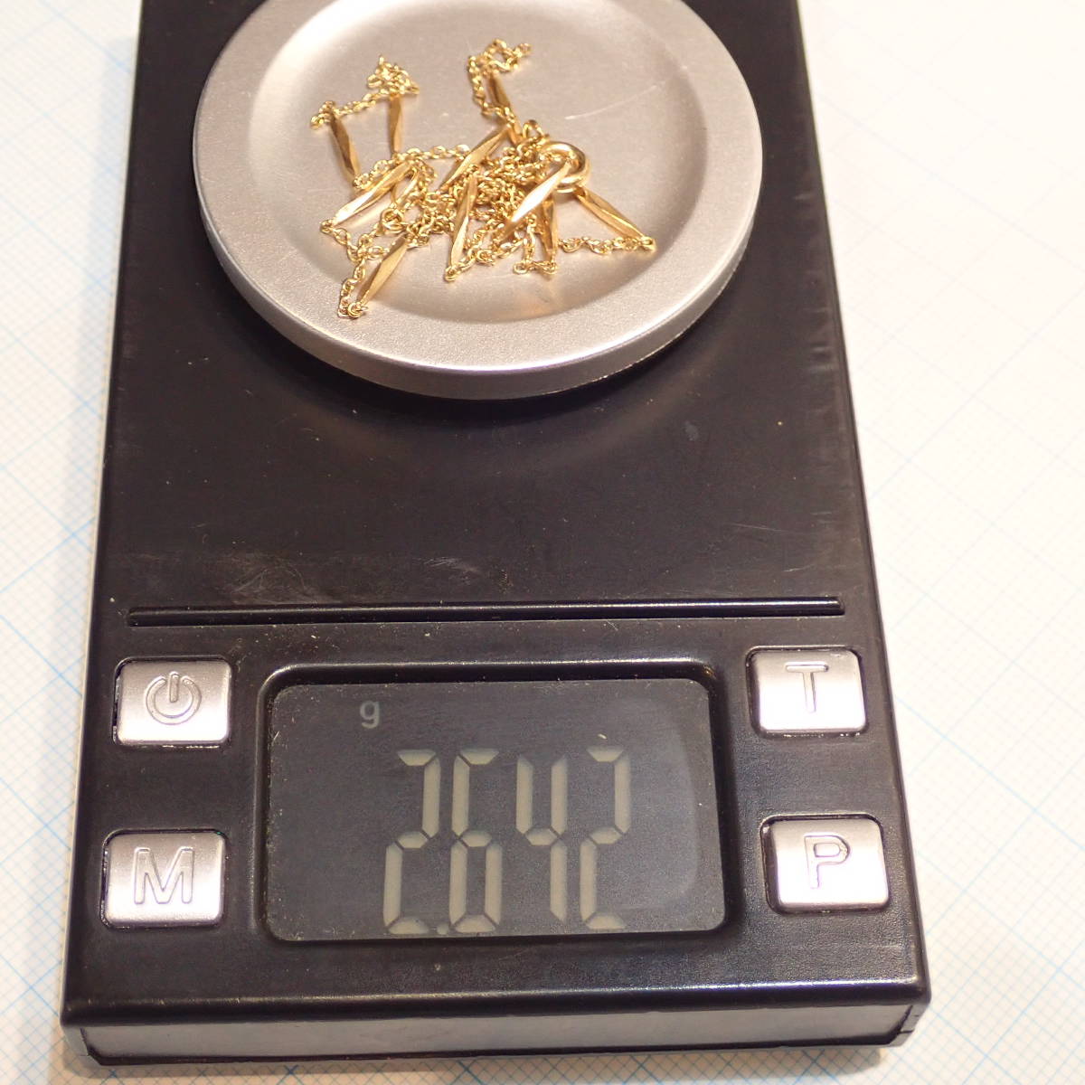 □750(K18)切子チェーンネックレス 2.6g 39.3cm□キリコ□磨き仕上げ