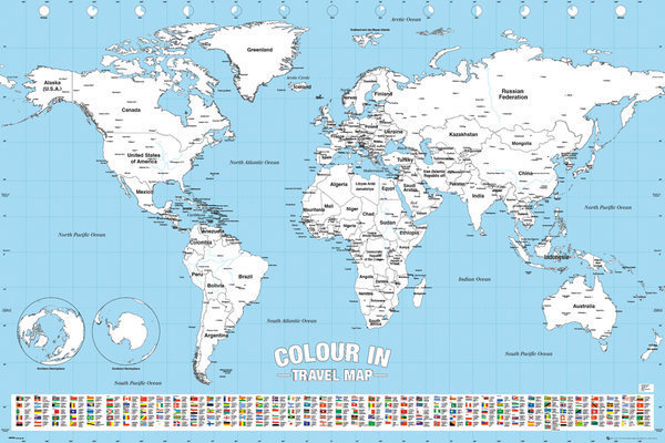 別倉庫からの配送 世界地図 彩色用白地図 ポスター〔新品〕 GN-0838T