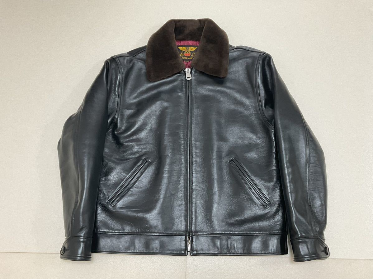 極美品！CALEE SPORTS TYPE キャリースポーツタイプ HORSE LEATHER COLLER MOUTON JACKET ホース レザー襟ムートン ジャケット XL_画像1