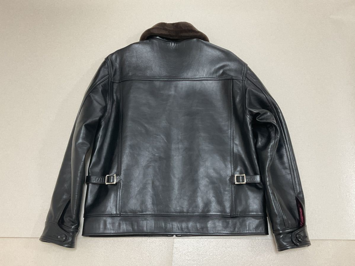 極美品！CALEE SPORTS TYPE キャリースポーツタイプ HORSE LEATHER COLLER MOUTON JACKET ホース レザー襟ムートン ジャケット XL_画像2