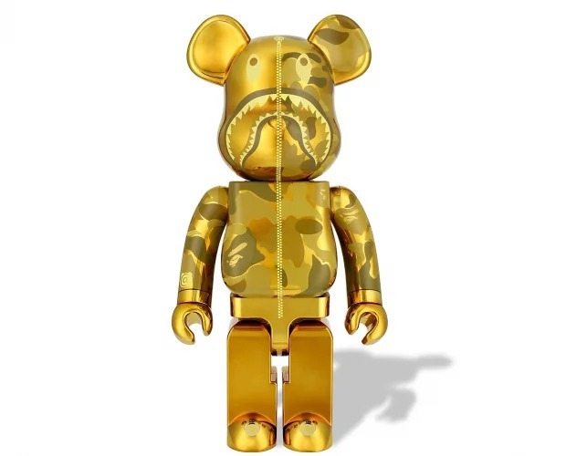 MEDICOM TOY BE@RBRICK BAPE(R) CAMO SHARK GOLD 1000% メディコムトイ ベアブリック ベイプカモシャークゴールド アベイシングエイプ_画像1