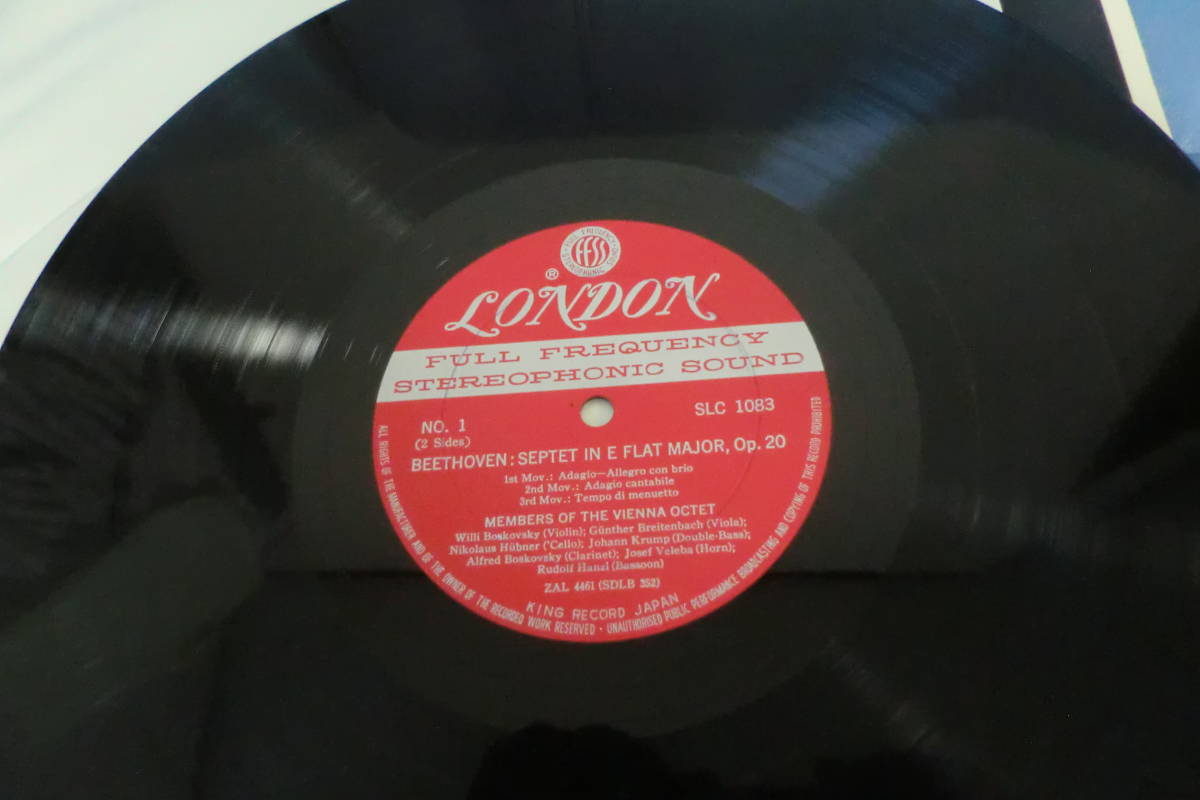 　【1962年2月本邦初出盤UK DECCA 輸入メタルZALスタンパー200gフラット】　ベートーヴェン/七重奏曲op.20 ウィーン八重奏団員　【12】_画像4