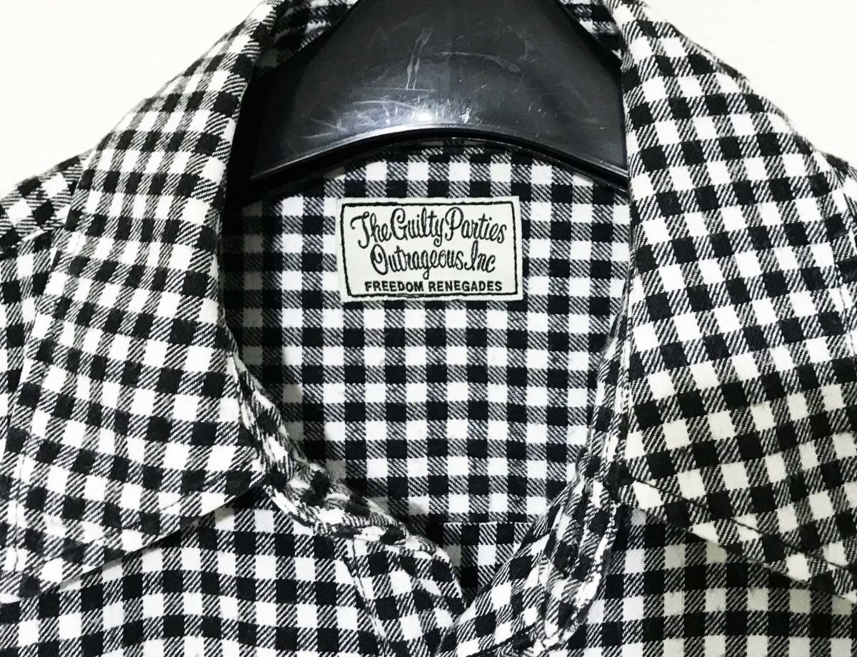 [ free shipping!]WACKO MARIA Wacko Maria silver chewing gum check LS shirt S size 