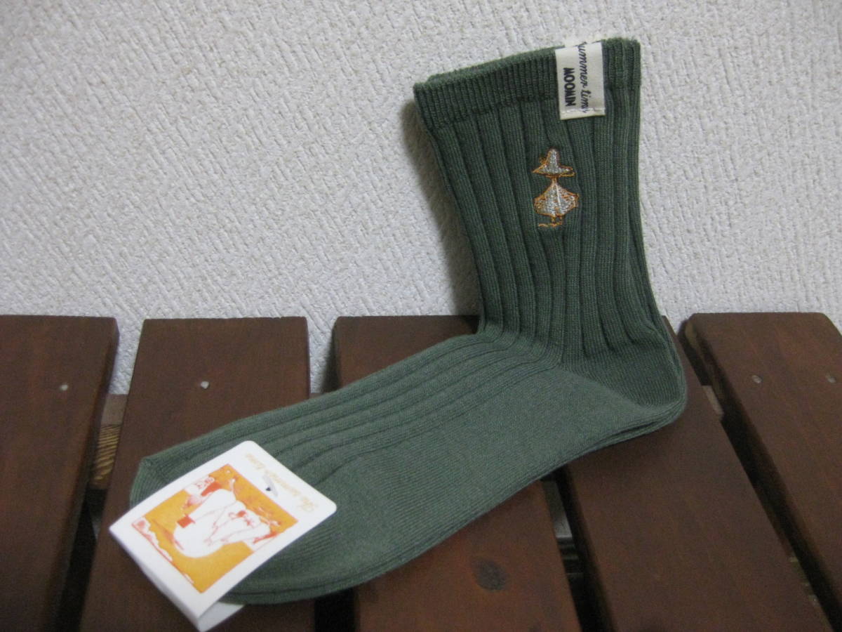 ムーミン☆スナフキン ワンポイント ソックス 靴下 カーキー 未使用の画像1