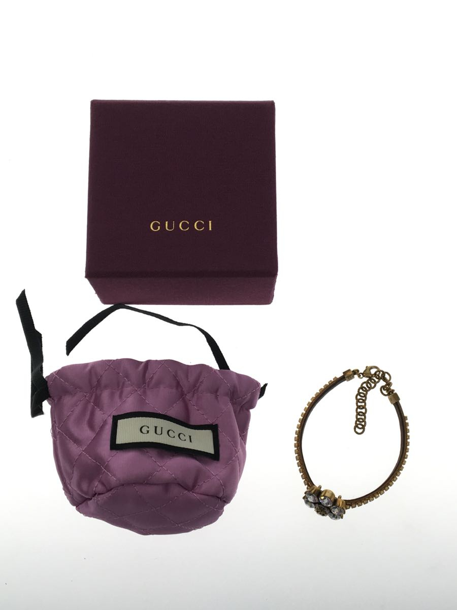 GUCCI◇クリスタル ダブルG ブレスレット/フラワー/ブレスレット/GLD