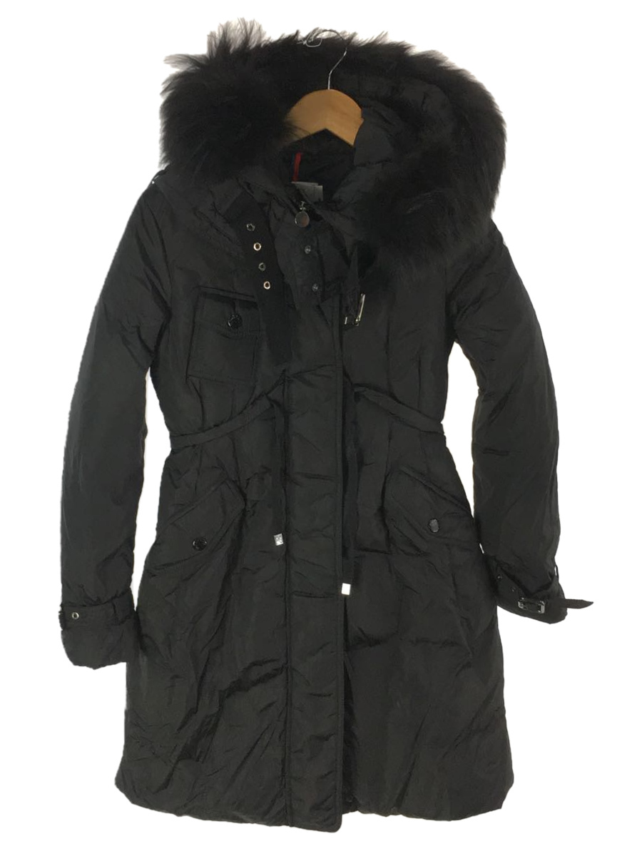 MONCLER◇ロングダウンジャケット/00/ナイロン/BLK/無地/PHALANGERE
