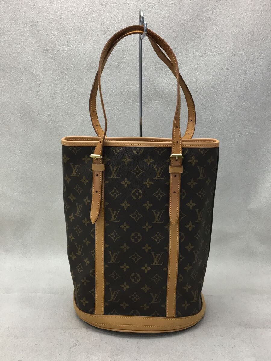 LOUIS VUITTON◇バケツ_モノグラム_BRW/PVC/BRW/角スレ/レザー部分に