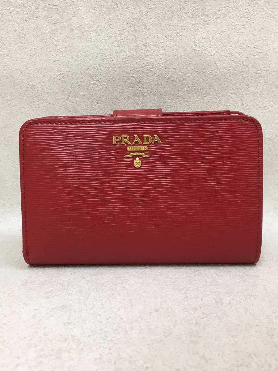 専門ショップ PRADA◇プラダ/1ML225/2ツ折サイフ/レザー/RED